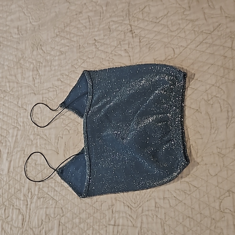 Free People Skinny Strap Seamless Brami (Sparkly Gold/Blue),NWOT, XS/S - Picture 2 of 5